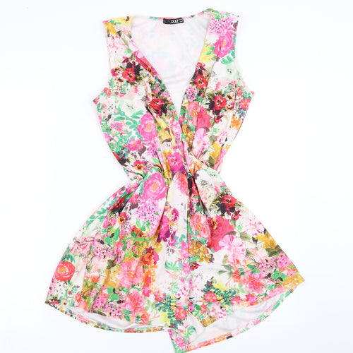 Quiz Womens Multicoloured Floral  Playsuit One-Piece Size 12