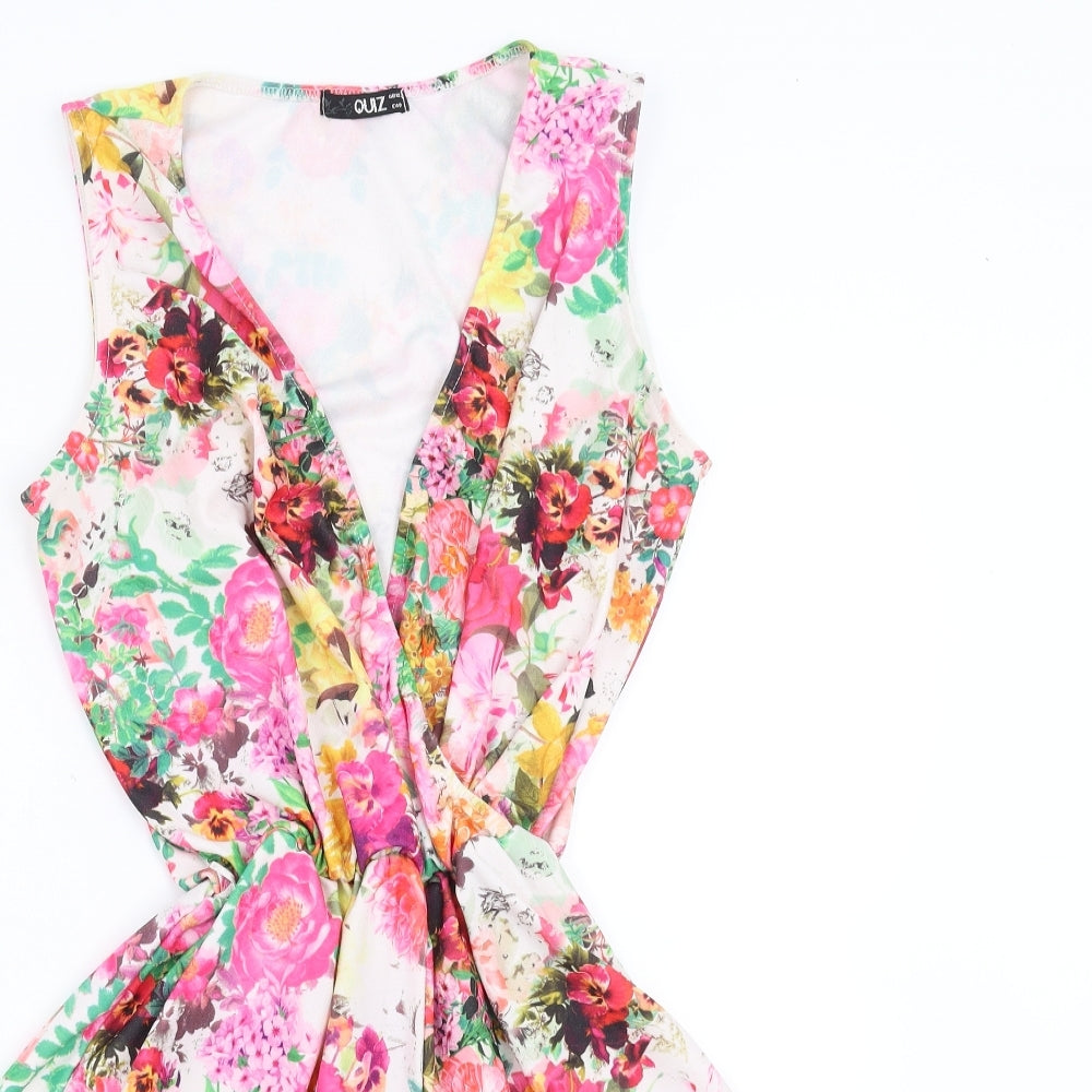Quiz Womens Multicoloured Floral  Playsuit One-Piece Size 12