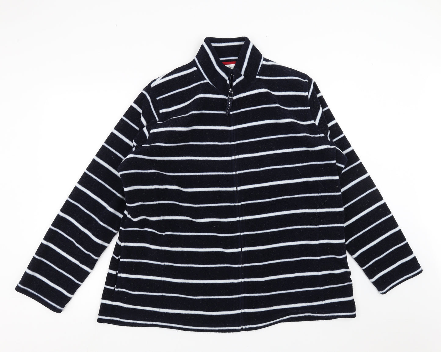 ISLE Womens Blue Striped Fleece Full Zip Jumper Size XL