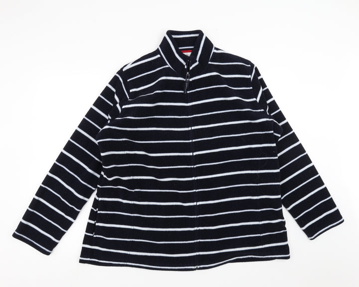 ISLE Womens Blue Striped Fleece Full Zip Jumper Size XL