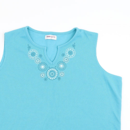 Bonmarché Womens Blue   Basic Blouse Size L  - Embroidered detail