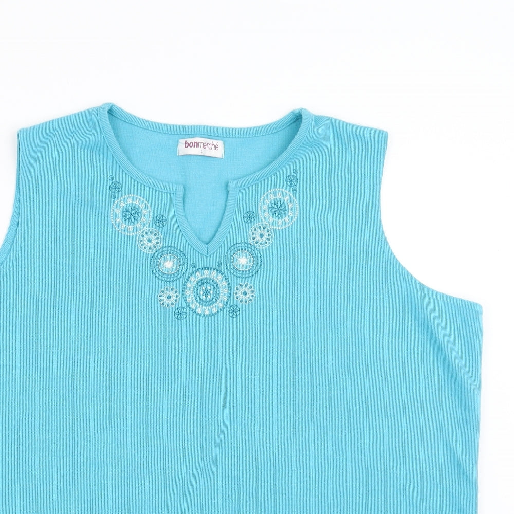 Bonmarché Womens Blue   Basic Blouse Size L  - Embroidered detail