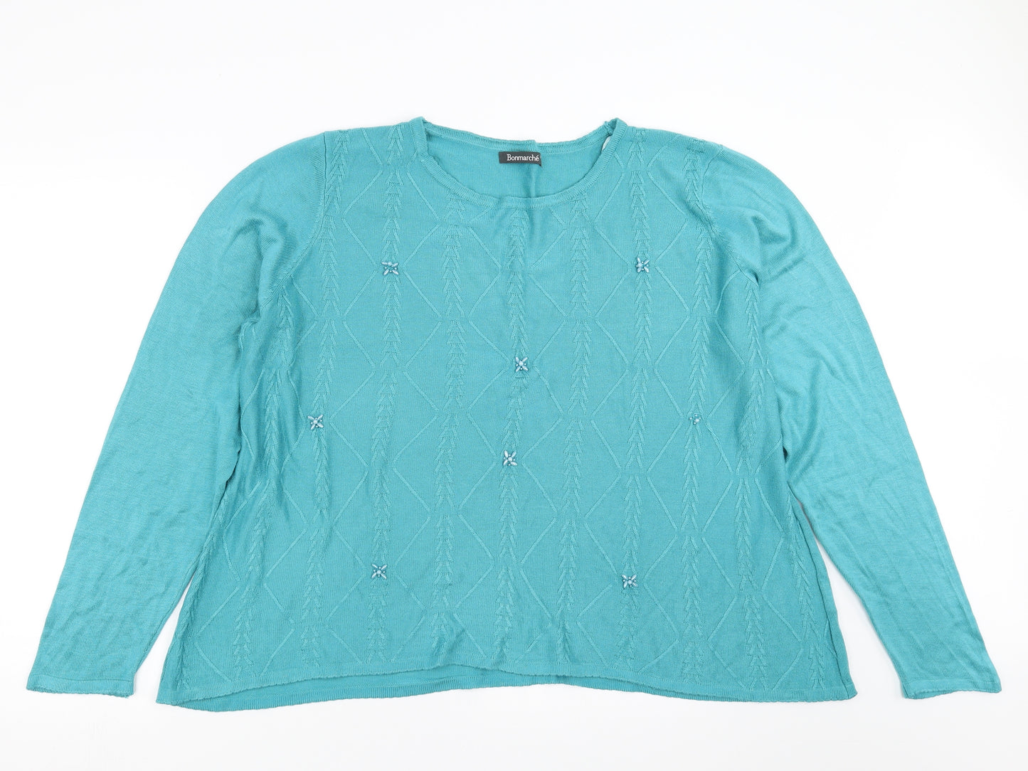 Bonmarché Womens Blue Geometric  Pullover Jumper Size XL  - beaded