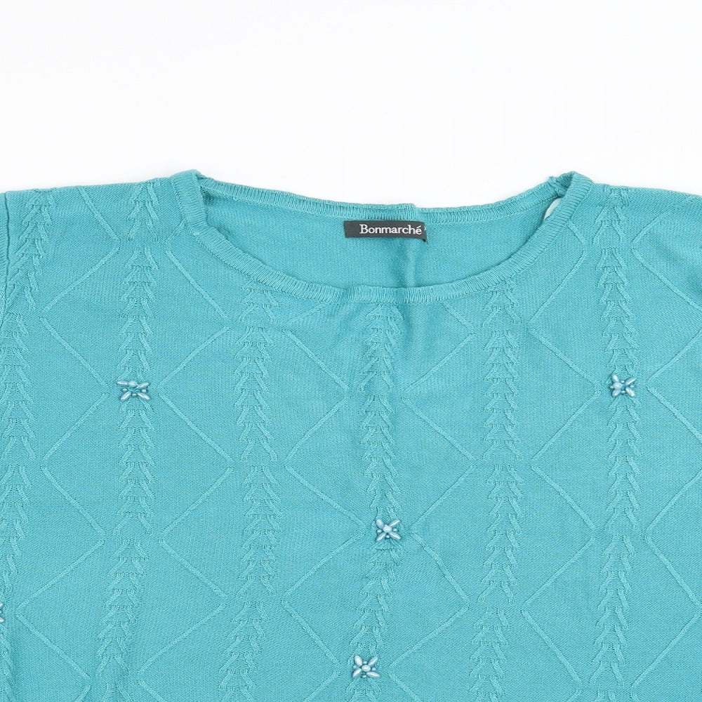 Bonmarché Womens Blue Geometric  Pullover Jumper Size XL  - beaded