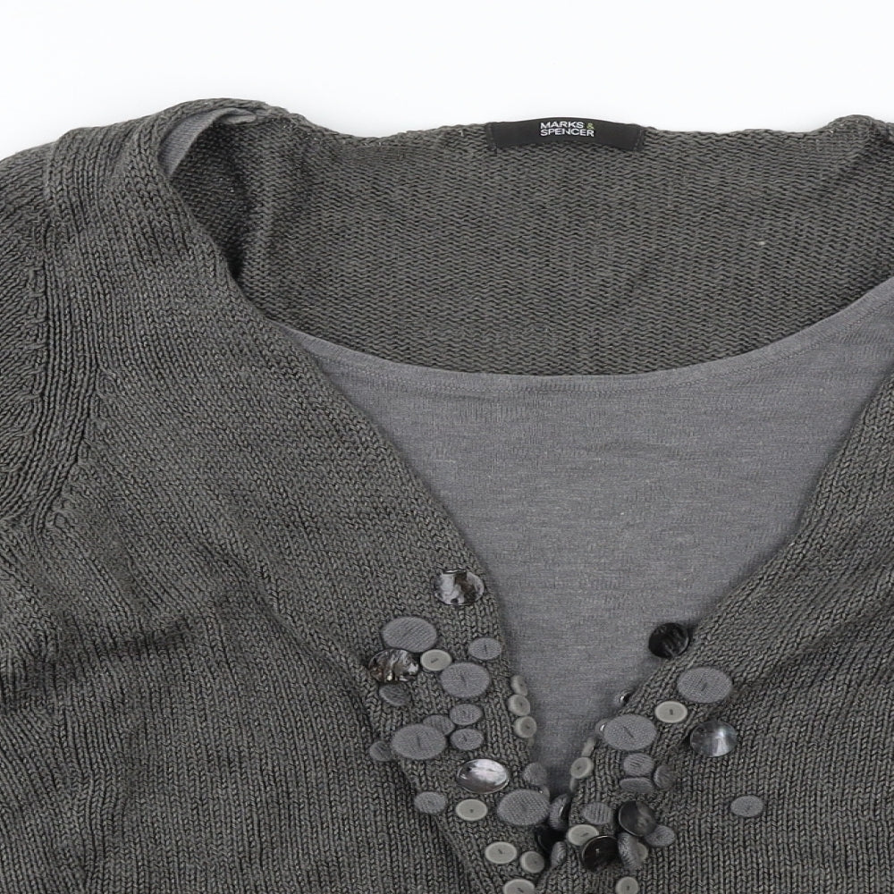 Marks and Spencer  Womens Grey   Cardigan Jumper Size 12