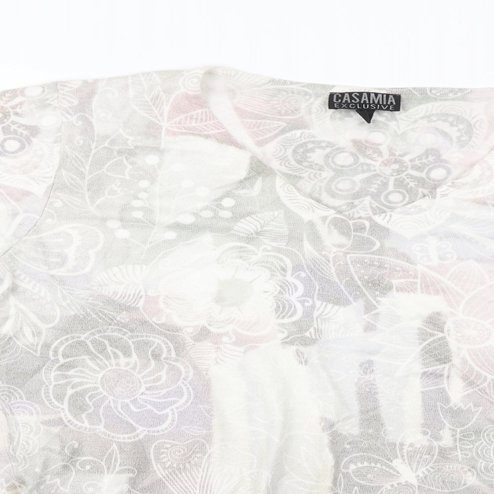 CASAMIA  Womens Ivory Floral  Pullover Jumper Size M