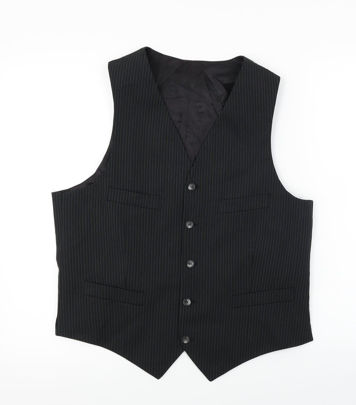 Preworn  Mens Black   Jacket Suit Waistcoat Size M