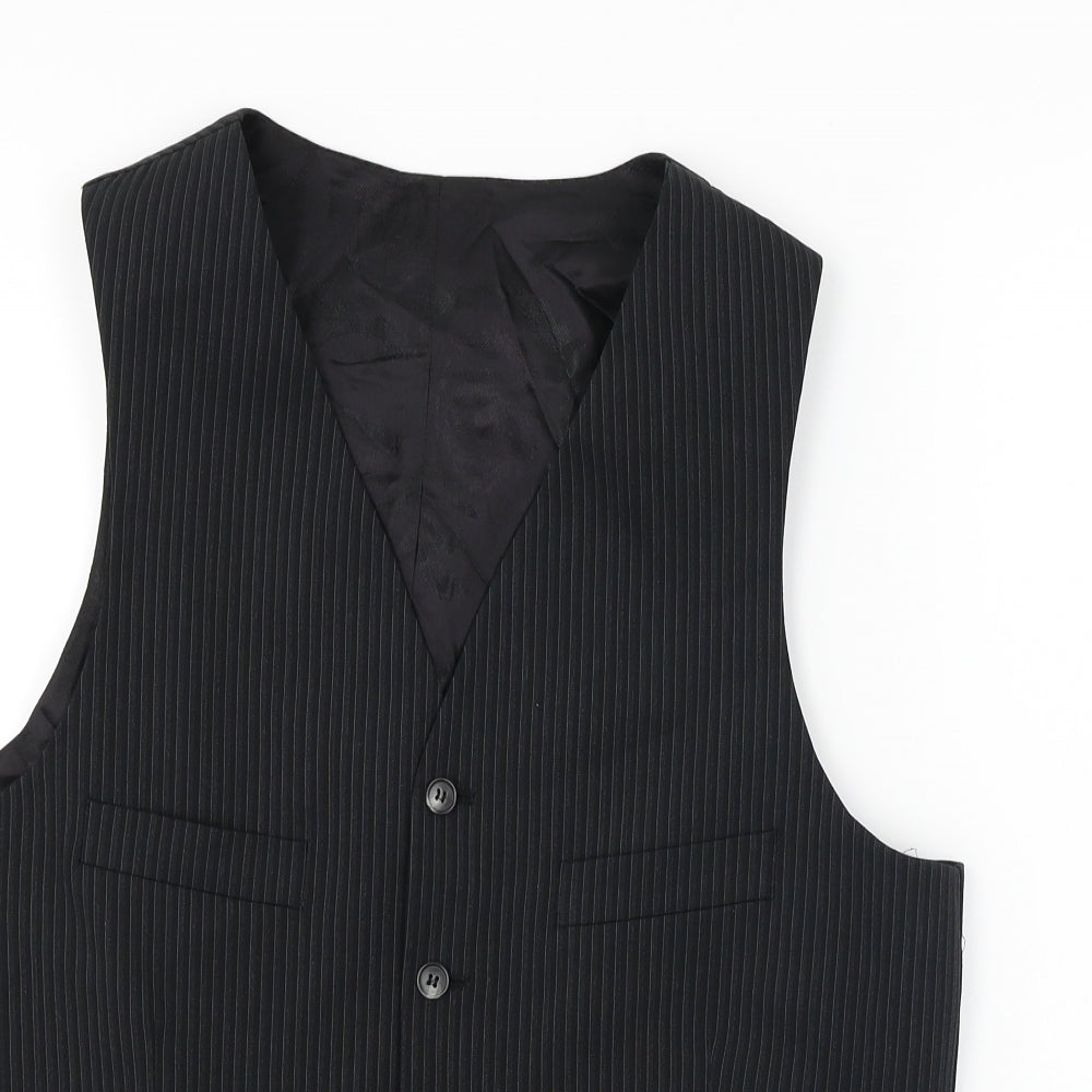 Preworn  Mens Black   Jacket Suit Waistcoat Size M