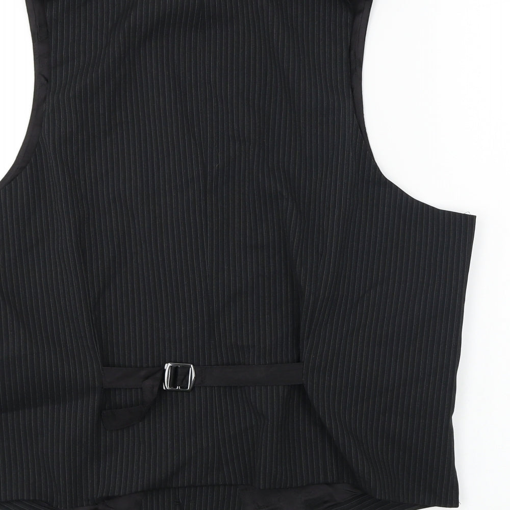 Preworn  Mens Black   Jacket Suit Waistcoat Size M