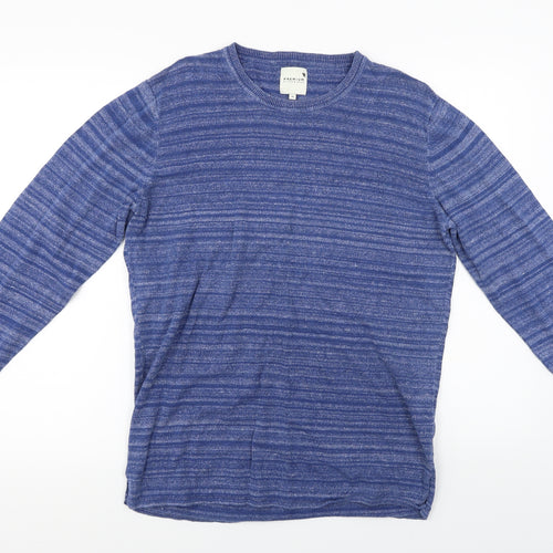 Premium  Mens Blue Striped  Pullover Jumper Size M