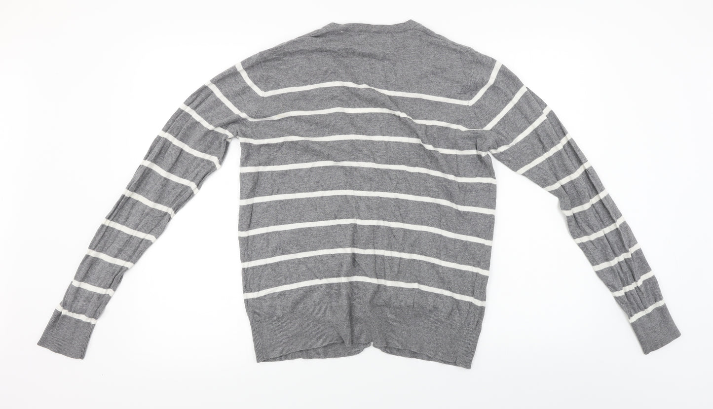 Duffer of St. George  Womens Grey Striped  Cardigan Jumper Size S