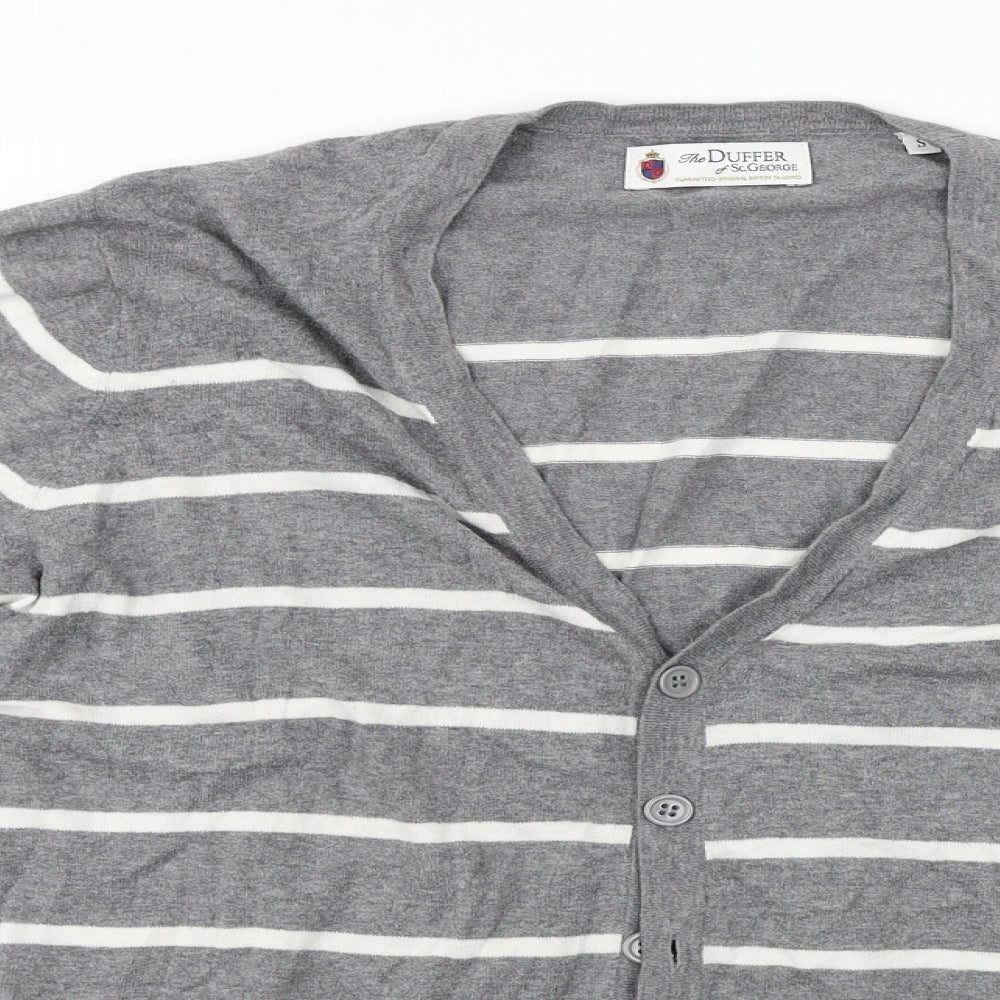 Duffer of St. George  Womens Grey Striped  Cardigan Jumper Size S