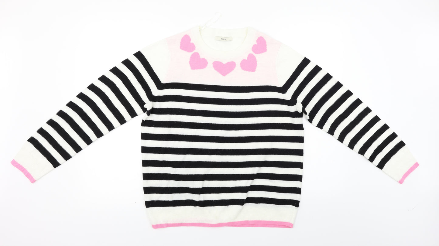 George Womens White Striped  Pullover Jumper Size 14