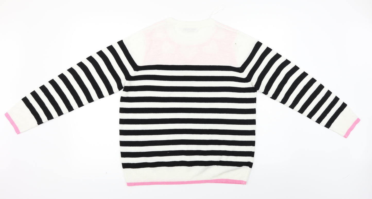 George Womens White Striped  Pullover Jumper Size 14