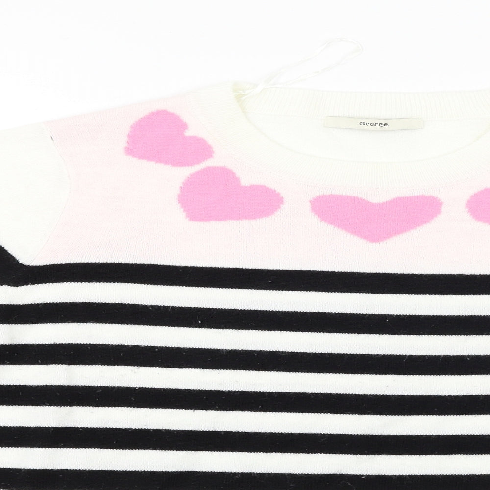 George Womens White Striped  Pullover Jumper Size 14