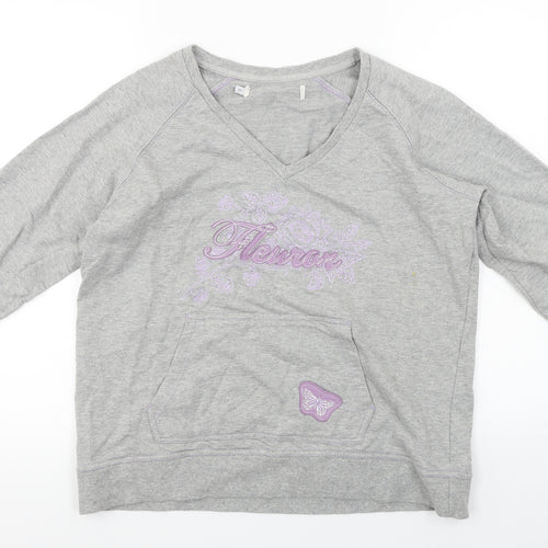 now on  Womens Grey Floral  Pullover Jumper Size XL