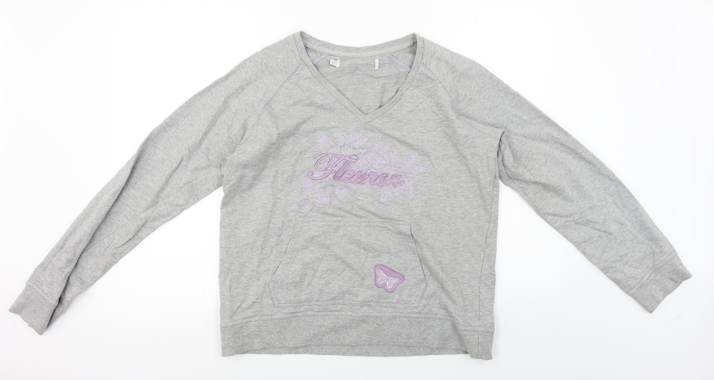 now on  Womens Grey Floral  Pullover Jumper Size XL