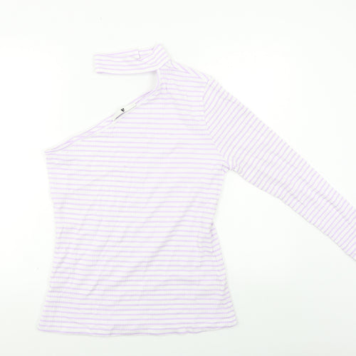 Very Womens Purple Striped  Basic T-Shirt Size 14