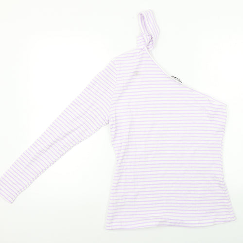 Very Womens Purple Striped  Basic T-Shirt Size 14