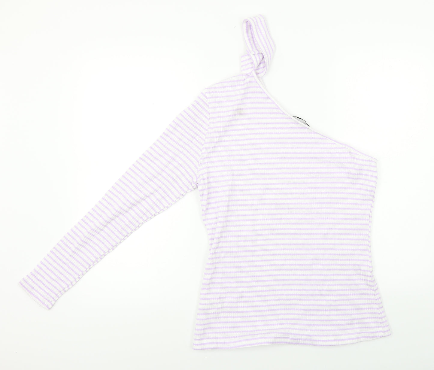 Very Womens Purple Striped  Basic T-Shirt Size 14