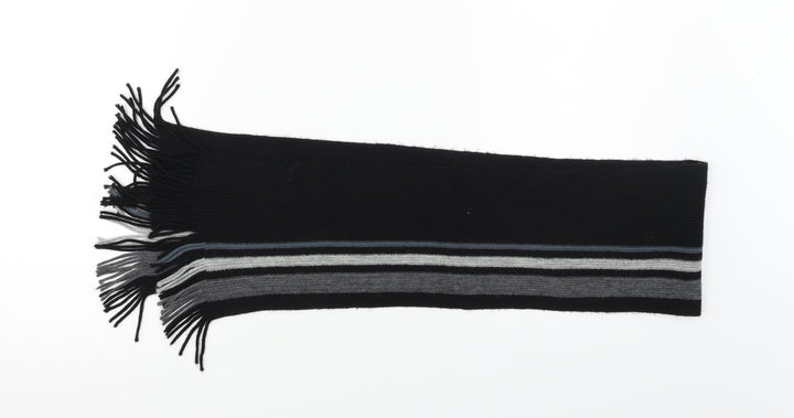 Preworn Mens Black Striped Scarf One Size