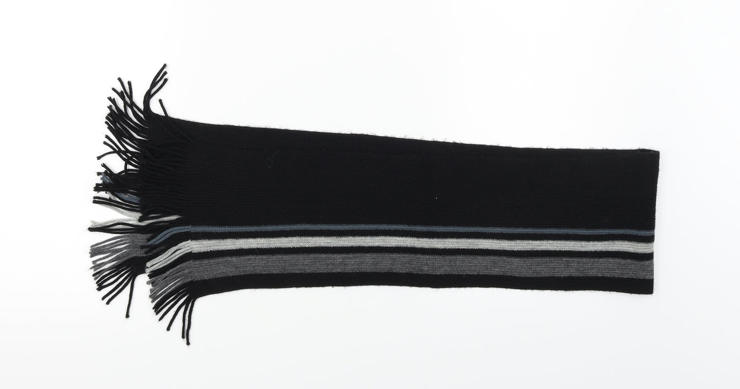 Preworn  Mens Black Striped   Scarf One Size