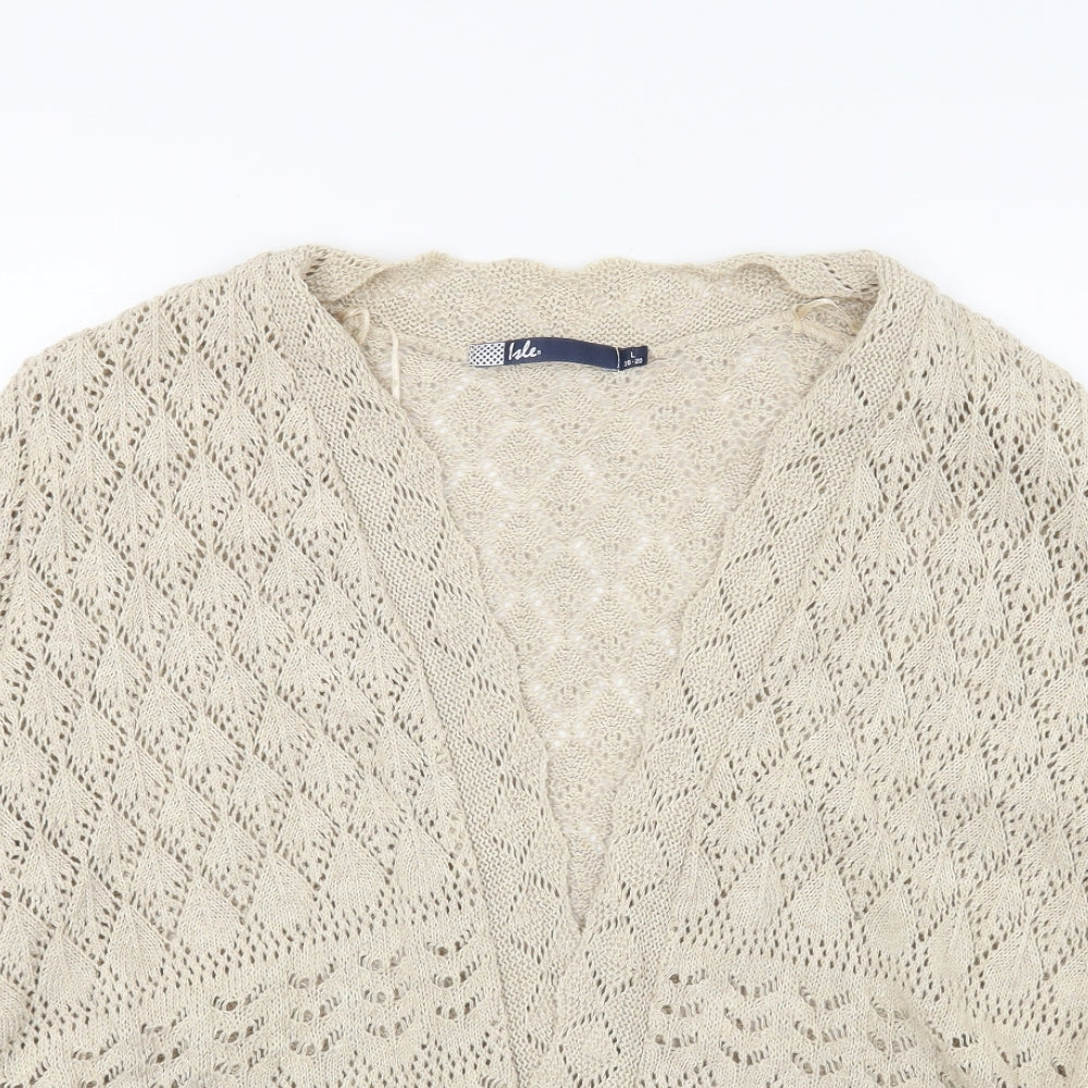 Isle Womens Beige  Knit Cardigan Jumper Size 18