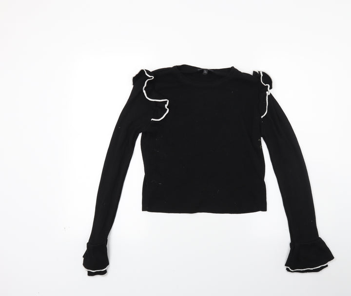 Topshop Womens Black Knit Pullover Jumper Size 10