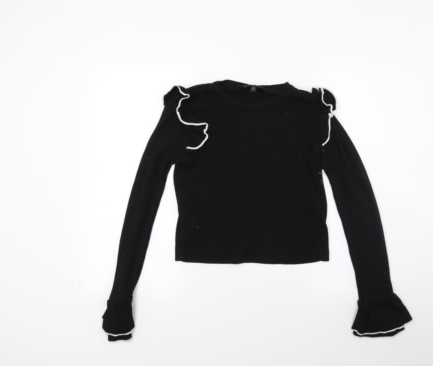 Topshop Womens Black  Knit Pullover Jumper Size 10