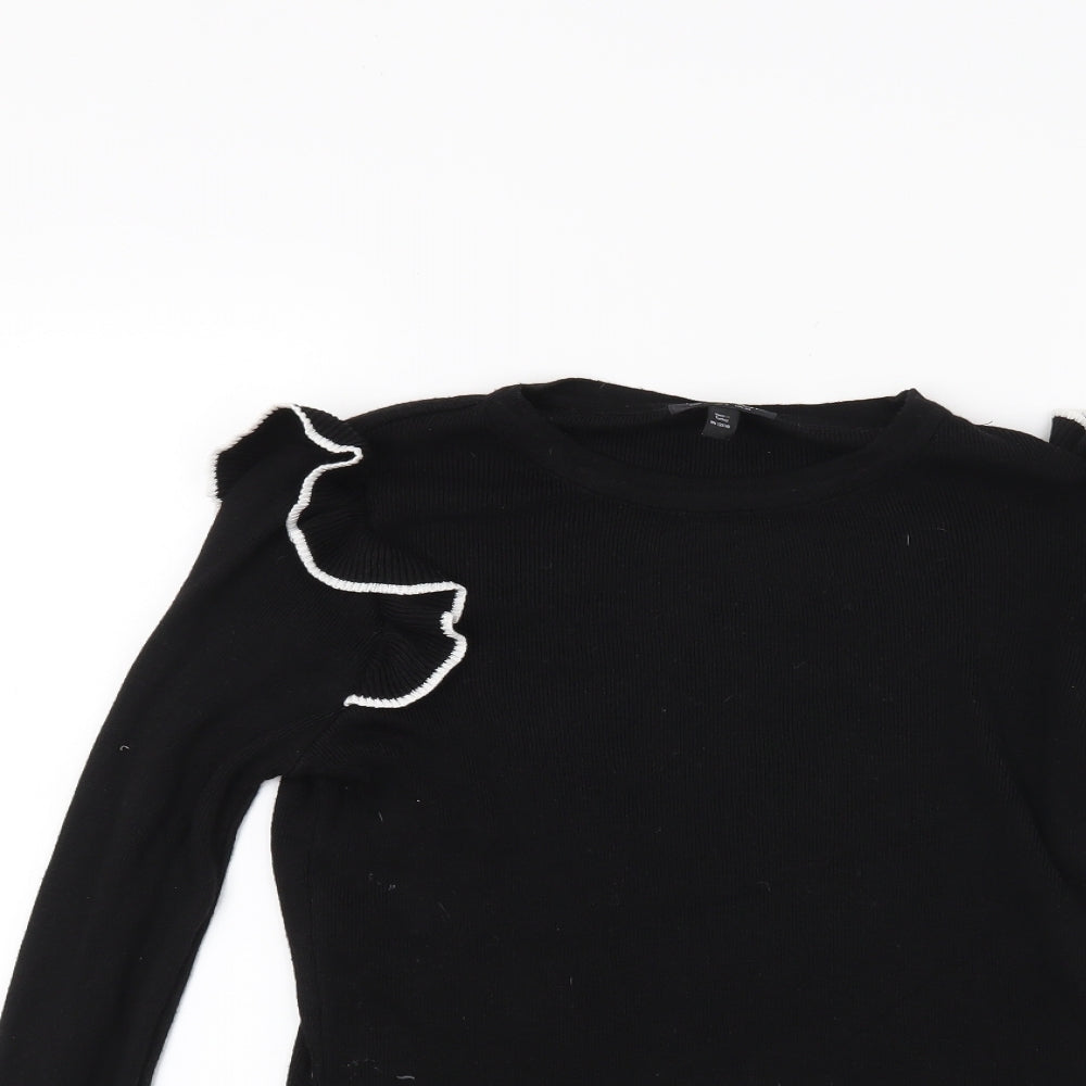 Topshop Womens Black  Knit Pullover Jumper Size 10
