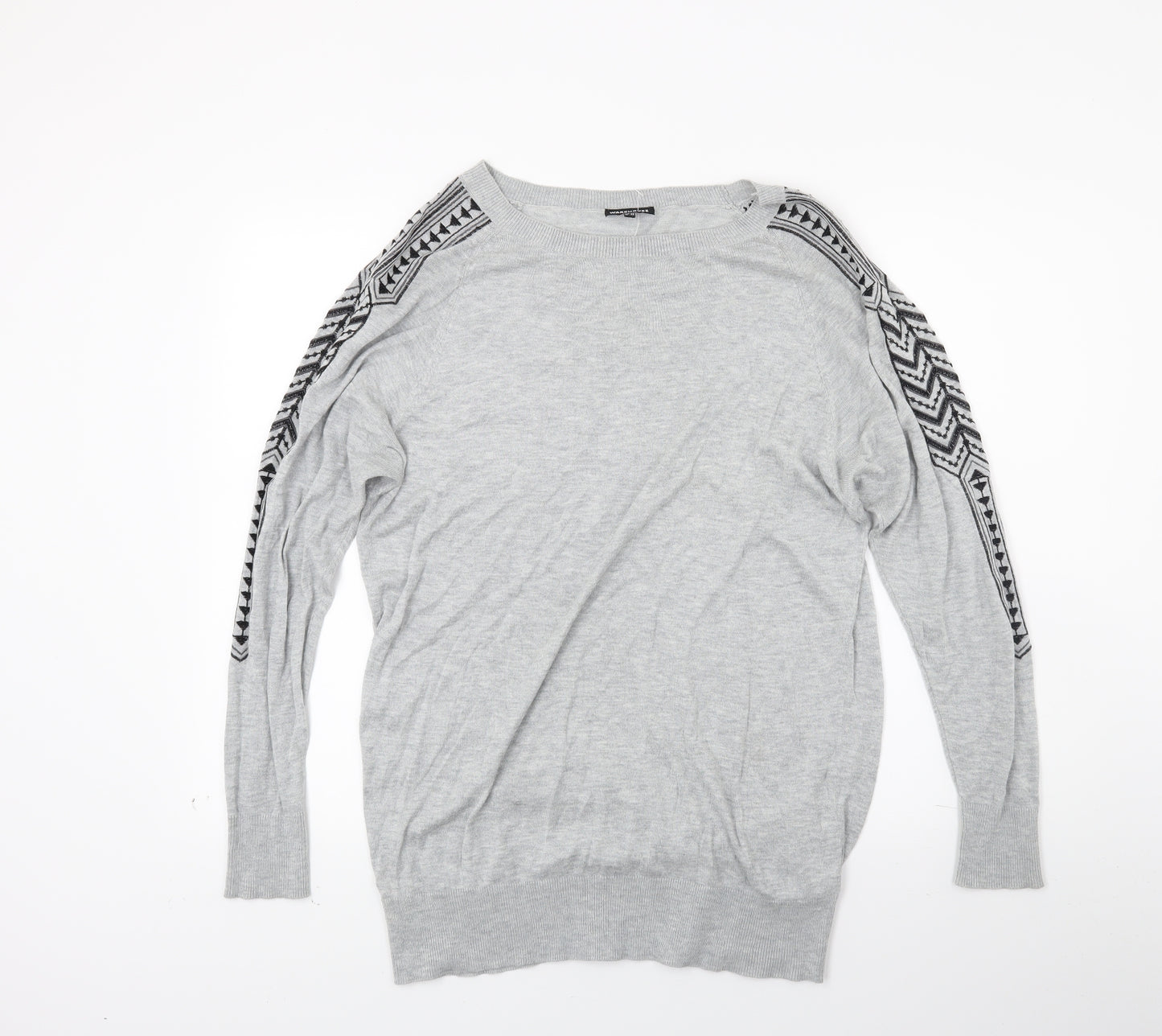 Warehouse Womens Grey  Knit Tunic Jumper Size 12