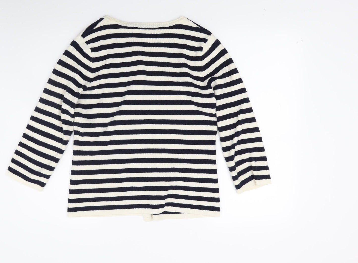 Fenn Wright Manson Womens White Striped Knit Cardigan Jumper Size M