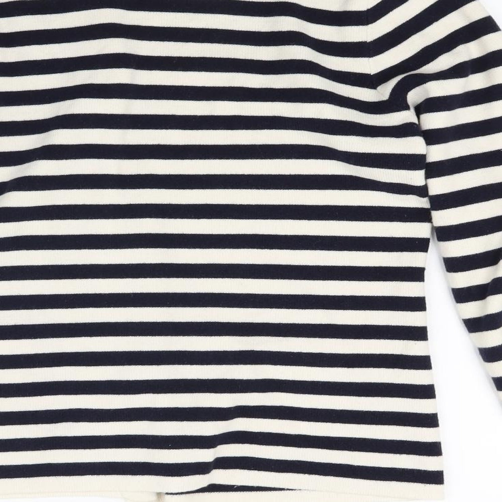 Fenn Wright Manson Womens White Striped Knit Cardigan Jumper Size M