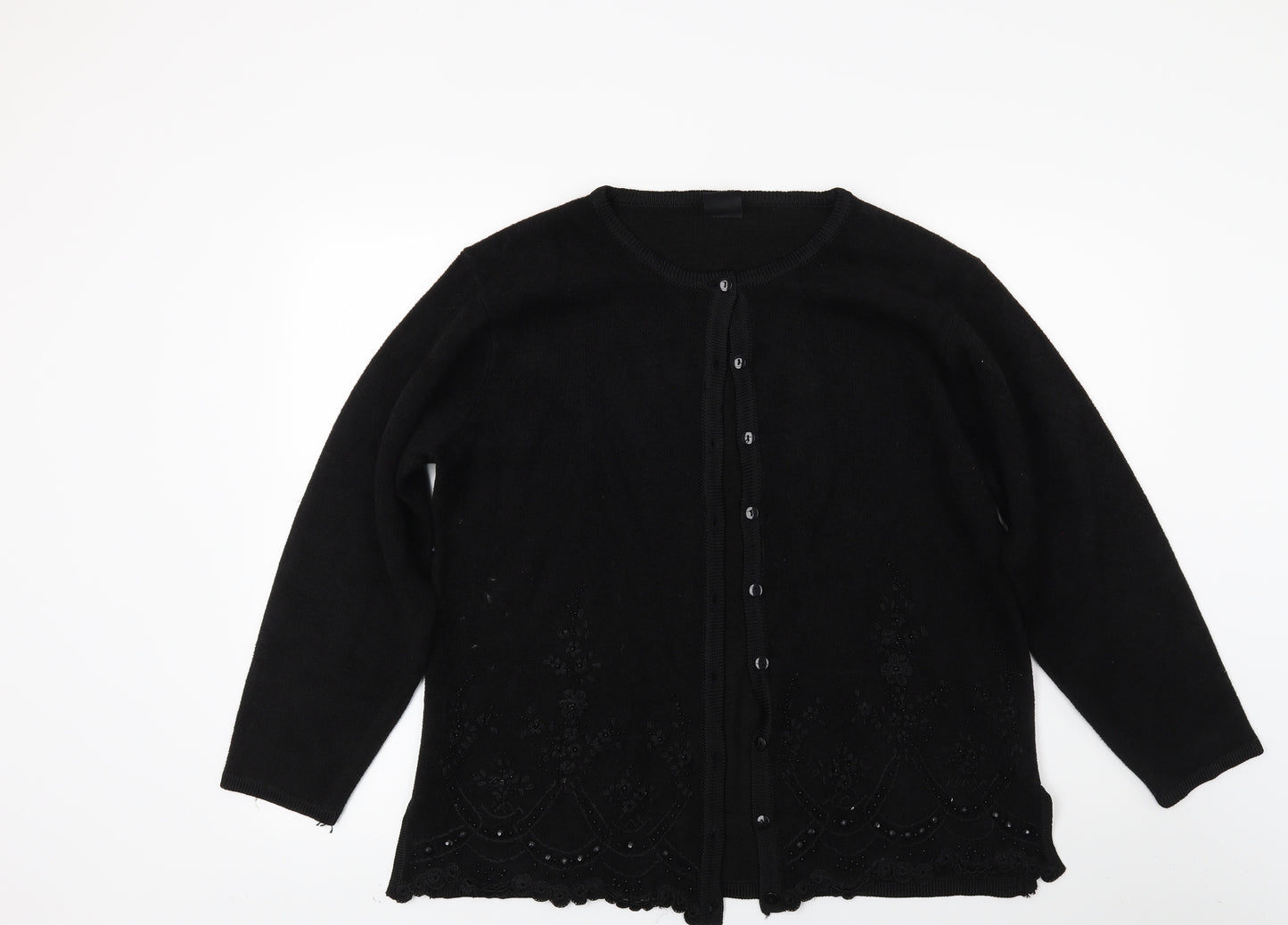 Avanti Garde Womens Black  Knit Cardigan Jumper Size L