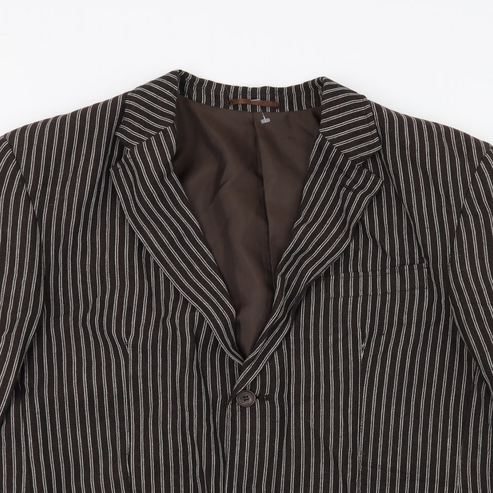 Biaggini Mens Brown Striped  Jacket Blazer Size 48