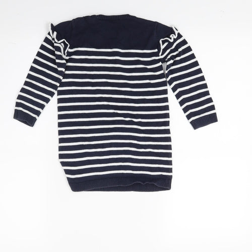Matalan Girls Blue Striped Knit Jumper Dress  Size 2-3 Years