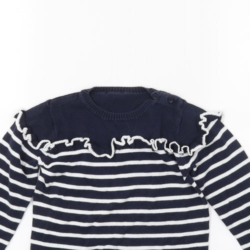 Matalan Girls Blue Striped Knit Jumper Dress  Size 2-3 Years