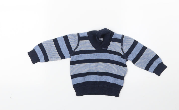Earlydays Boys Blue Striped Pullover Jumper Size 3-6 Months