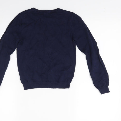H&M Girls Blue  Knit Pullover Jumper Size 6-7 Years  - Hearts