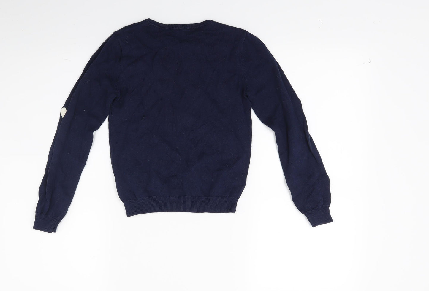 H&M Girls Blue  Knit Pullover Jumper Size 6-7 Years  - Hearts