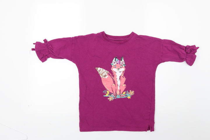 M&Co Girls Purple Pullover Sweatshirt Size 5-6 Years - Fox Print