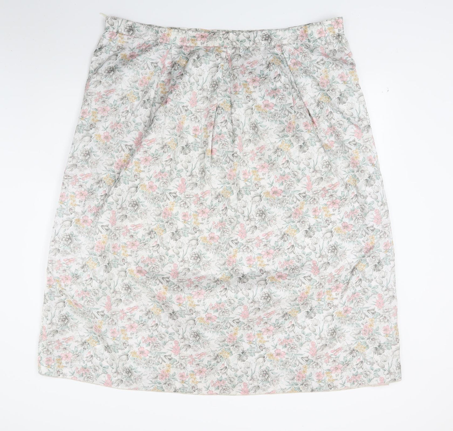 Preworn Womens White Floral  A-Line Skirt Size 42 in