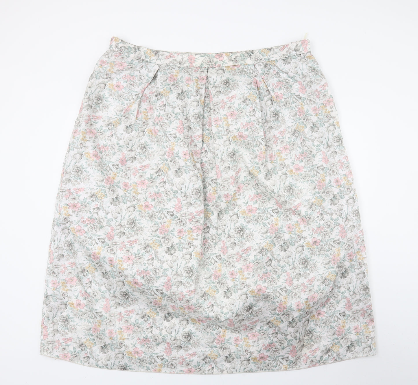 Preworn Womens White Floral  A-Line Skirt Size 42 in