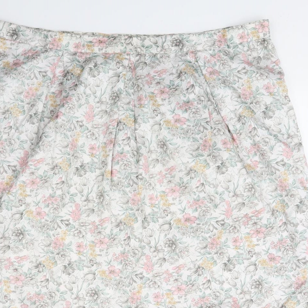 Preworn Womens White Floral  A-Line Skirt Size 42 in