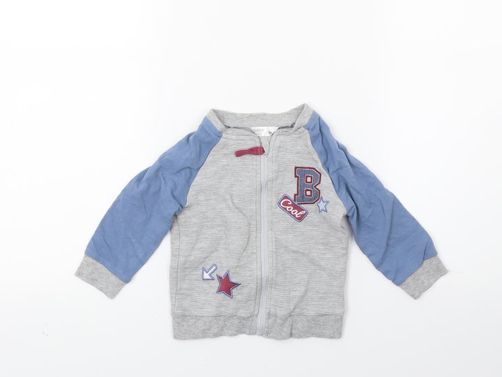 M&Co Baby Grey   Full Zip Jumper Size 6-9 Months  - Star