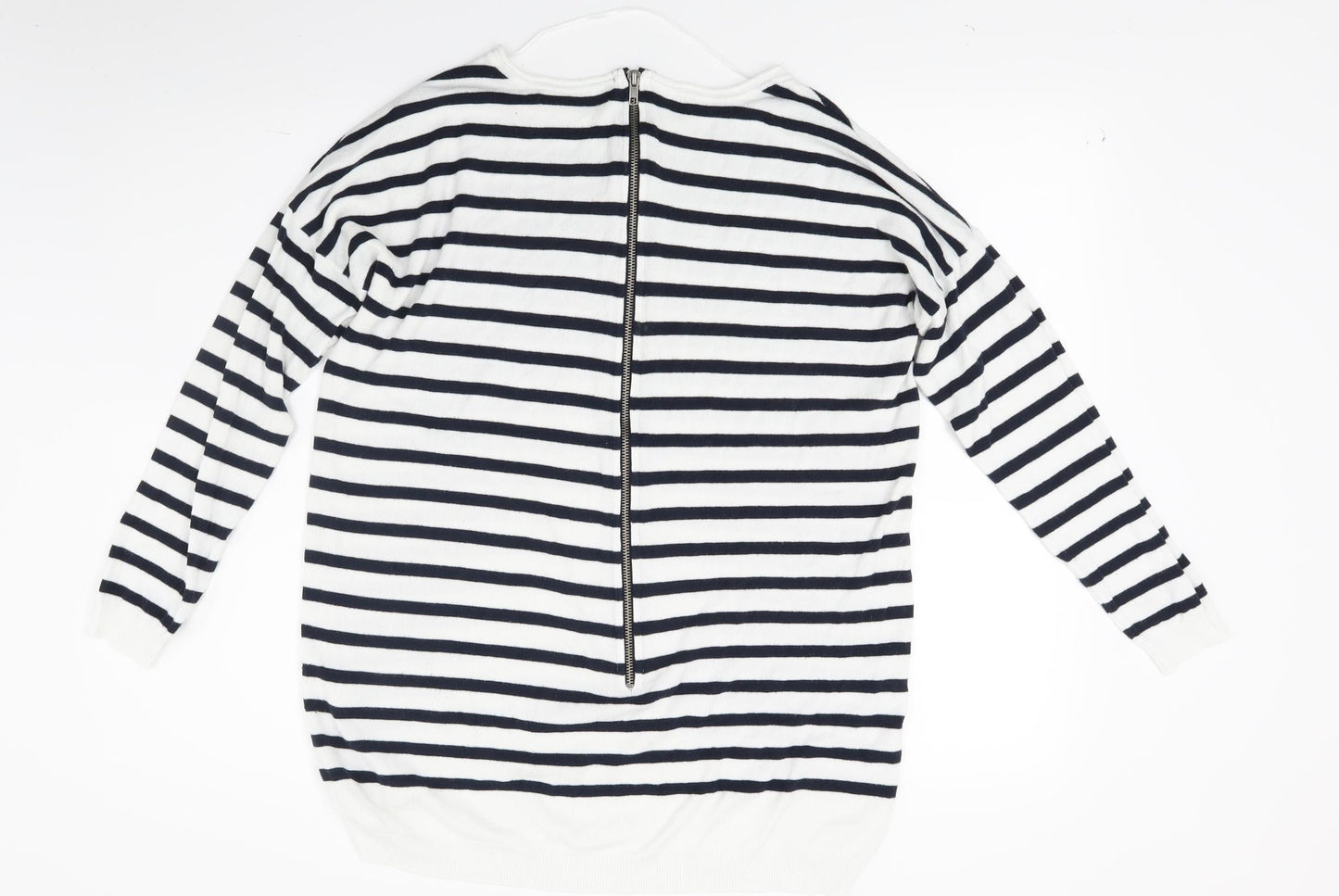 Atmosphere Womens White Striped Knit Tunic Jumper Size S