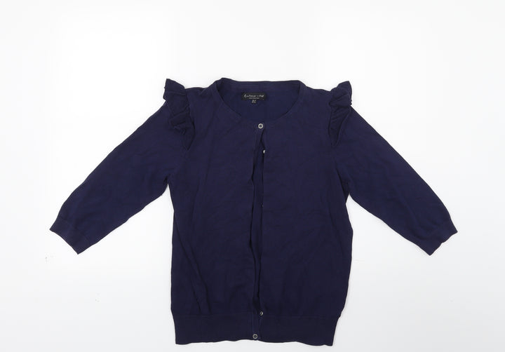 F&F Womens Blue  Knit Cardigan Jumper Size 12