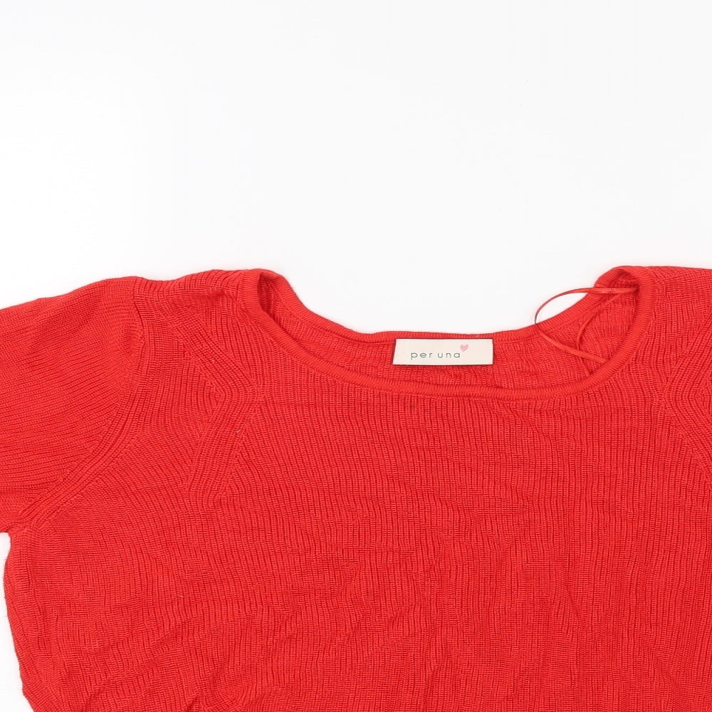 Per Una Womens Red  Knit Pullover Jumper Size 14