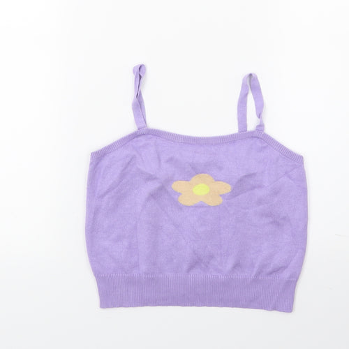 Shien Girls Purple   Vest Jumper Size S  - Flower Detail