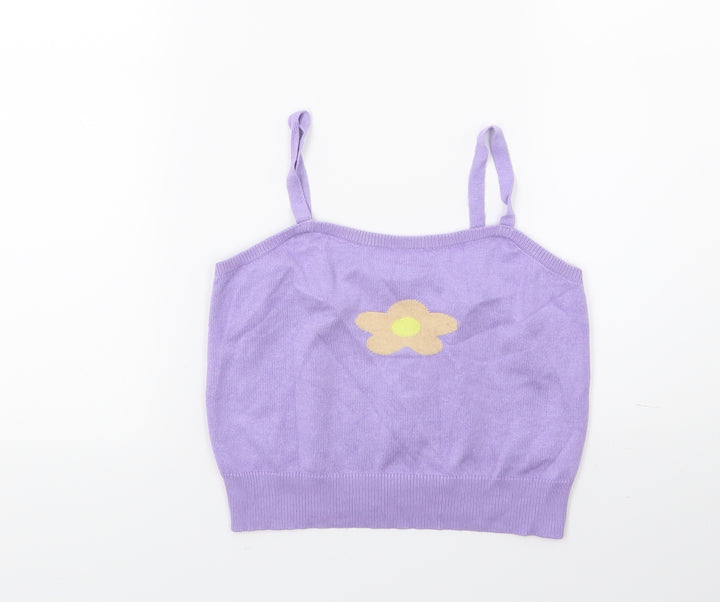 Shien Girls Purple   Vest Jumper Size S  - Flower Detail